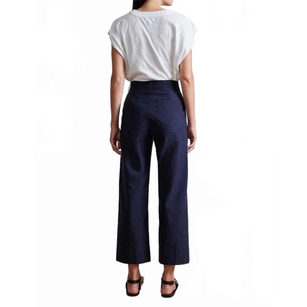 Apiece Apart Merida Navy Pants High Rise Sailor Cropped Trousers size 2 - Picture 3 of 11
